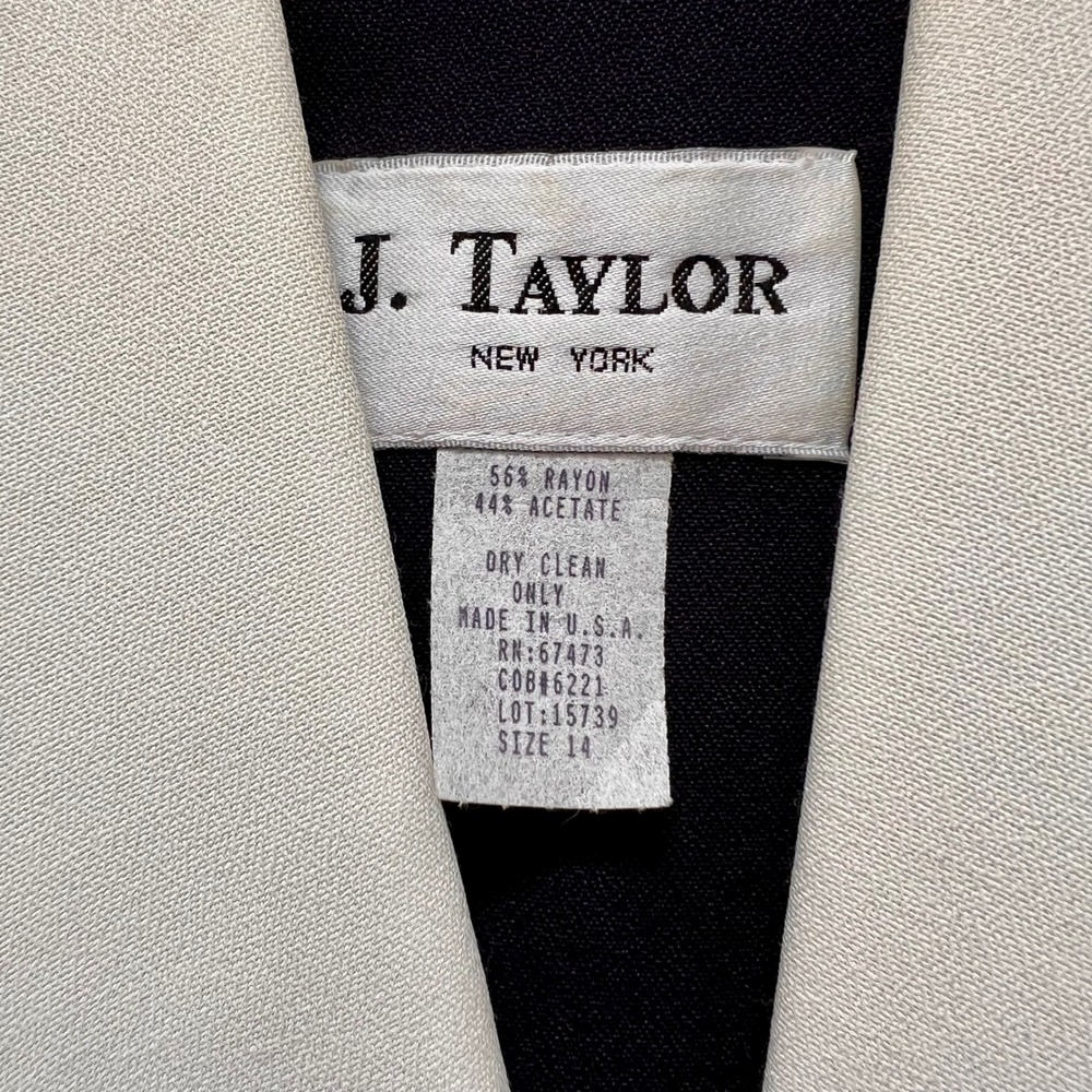 Vintage J. Taylor Navy Blue Blazer Dress Shawl Collar Double Breasted Size 14 - Picture 3 of 6